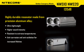 Nitecore Accessory NWS10 Titanium Alloy 120dB Whistle