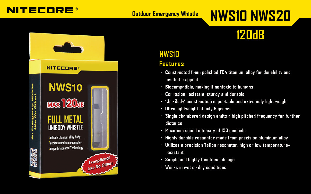 Nitecore Accessory NWS10 Titanium Alloy 120dB Whistle