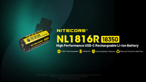 Nitecore Battery NL1816R 1600mAh USB-C Rechargeable