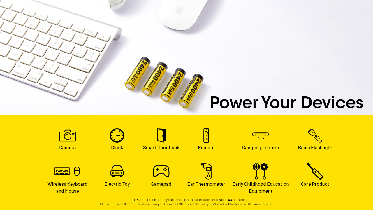 Nitecore Battery NH2400 2400mAh USB-C Rechargeable AA Battery (4pc Pack)