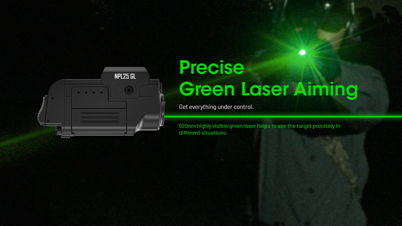 Nitecore NPL25 GL Compact Tactical Light White With Green Laser Sight (900 Lumens)