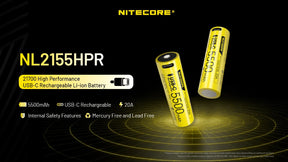 Nitecore Battery NL2155HPR 21700 5500mAh USB-C Rechargeable