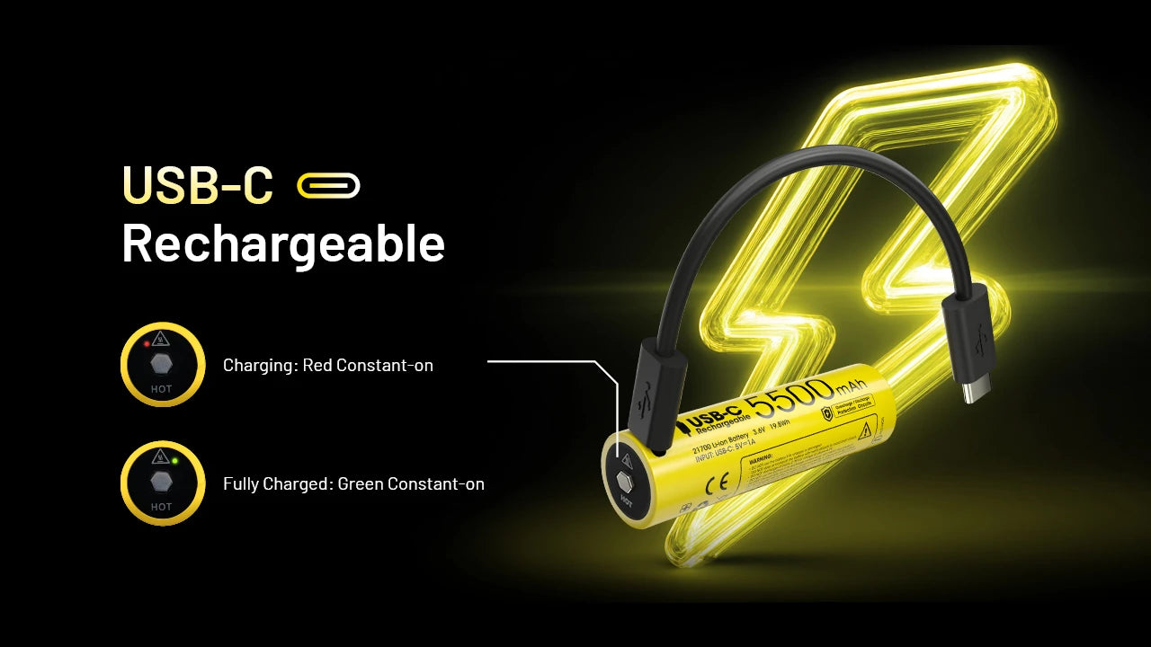 Nitecore Battery NL2155HPR 21700 5500mAh USB-C Rechargeable