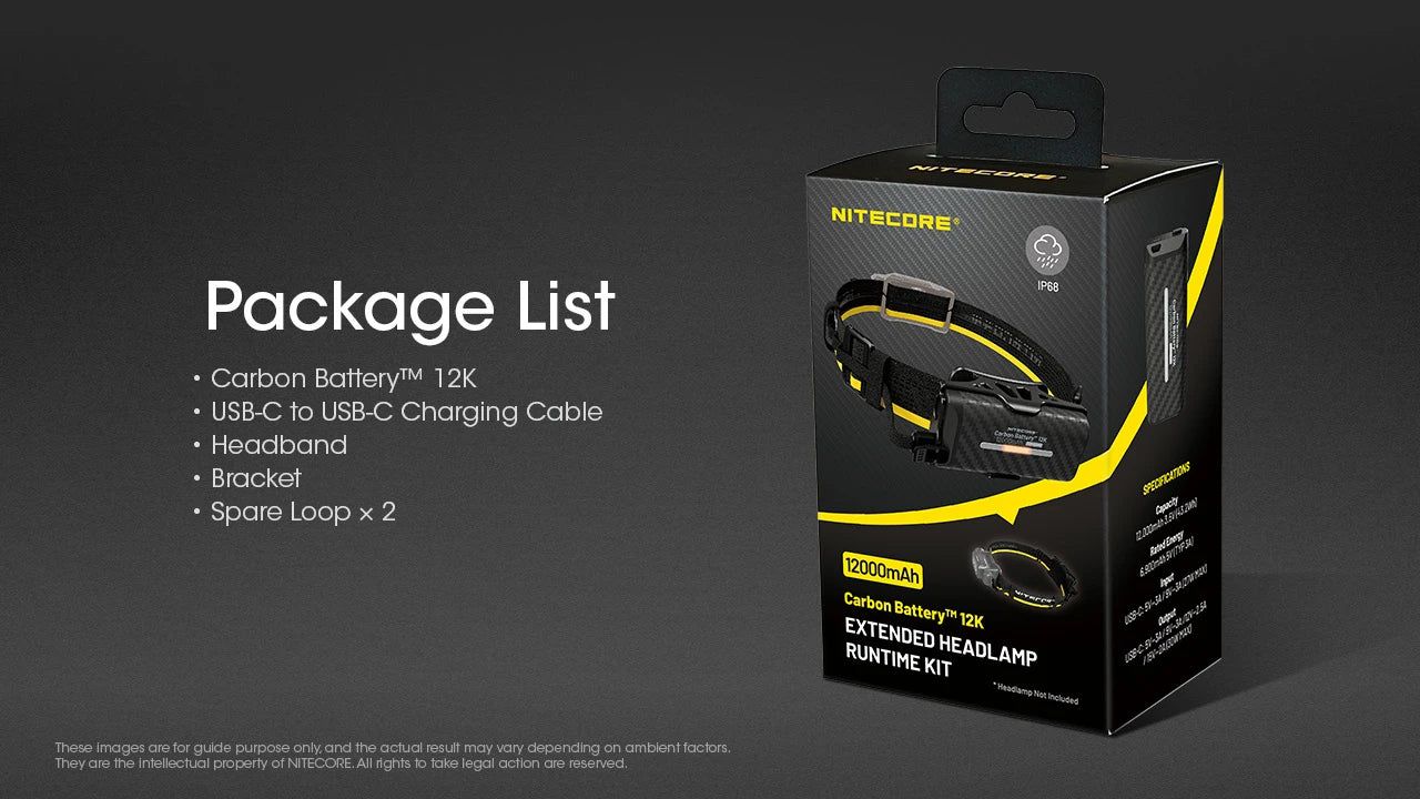Nitecore Carbon Battery 12K Extended Headlamp Runtime Kit