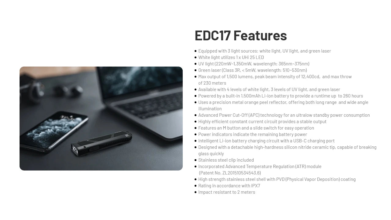 Nitecore EDC17 EDC Rechargeable Flashlight (1500 Lumens)