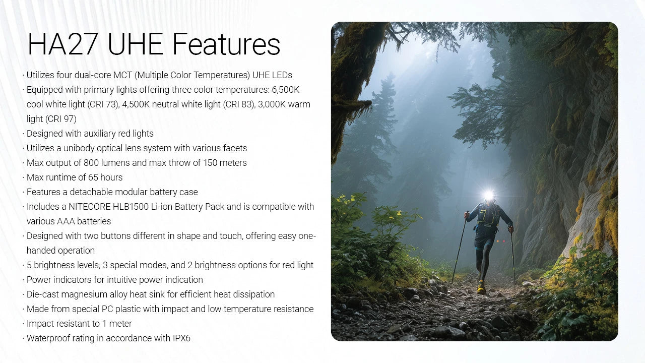 Nitecore HA27 UHE MCT AAA Headlamp (800 Lumens)