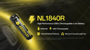 Nitecore NL1840R 18650 battery in use
