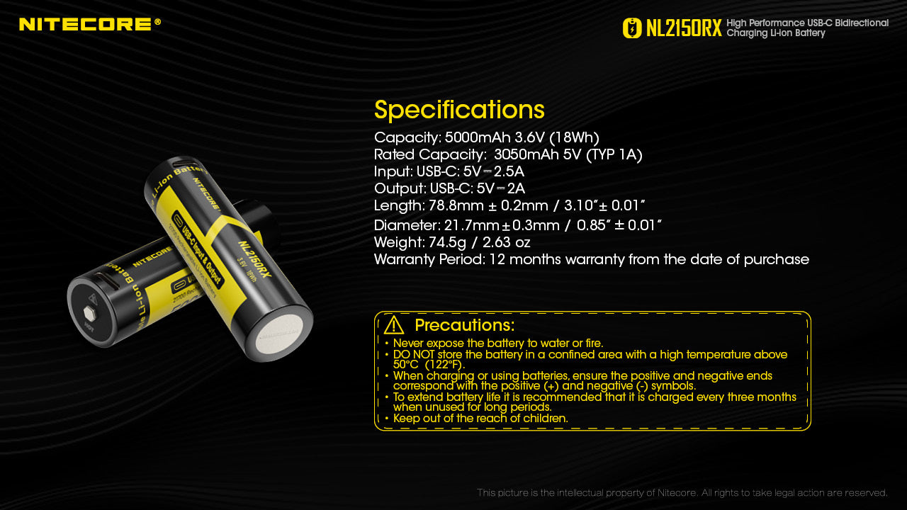 Nitecore Battery 21700 NL2150RX