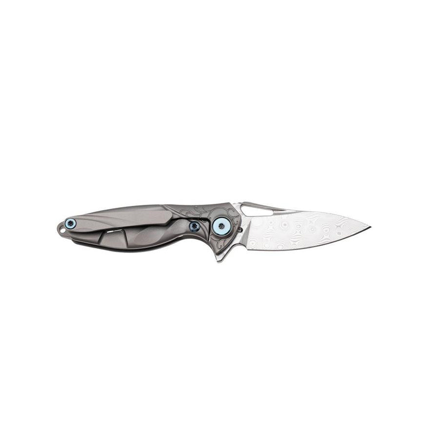 Rike Knife Mini Hummingbird Folding Knife Rose Damascus (Titanium Handle)