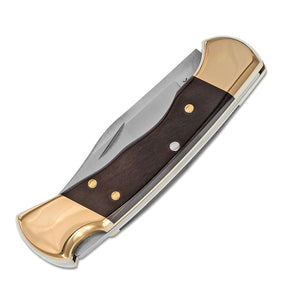 Buck 112FG Ranger Finger Grooved Folder (Ebony Wood Handle)