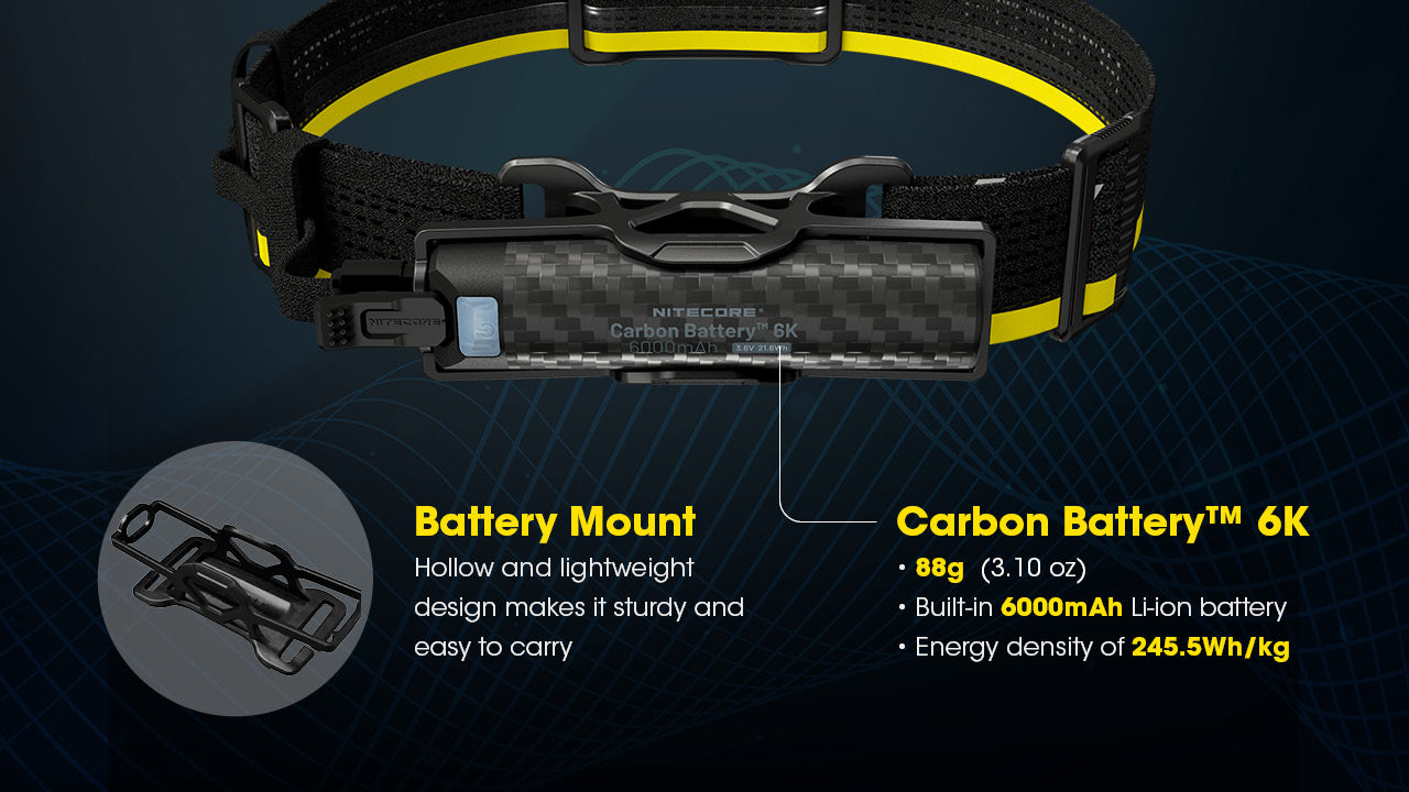 Nitecore Carbon Battery 6K Extended Headlamp Runtime Kit