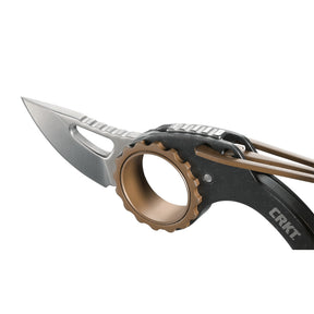 CRKT 9082 Compano Carabiner Folding Knife (Black Stonewashed Stainless Steel Handle)