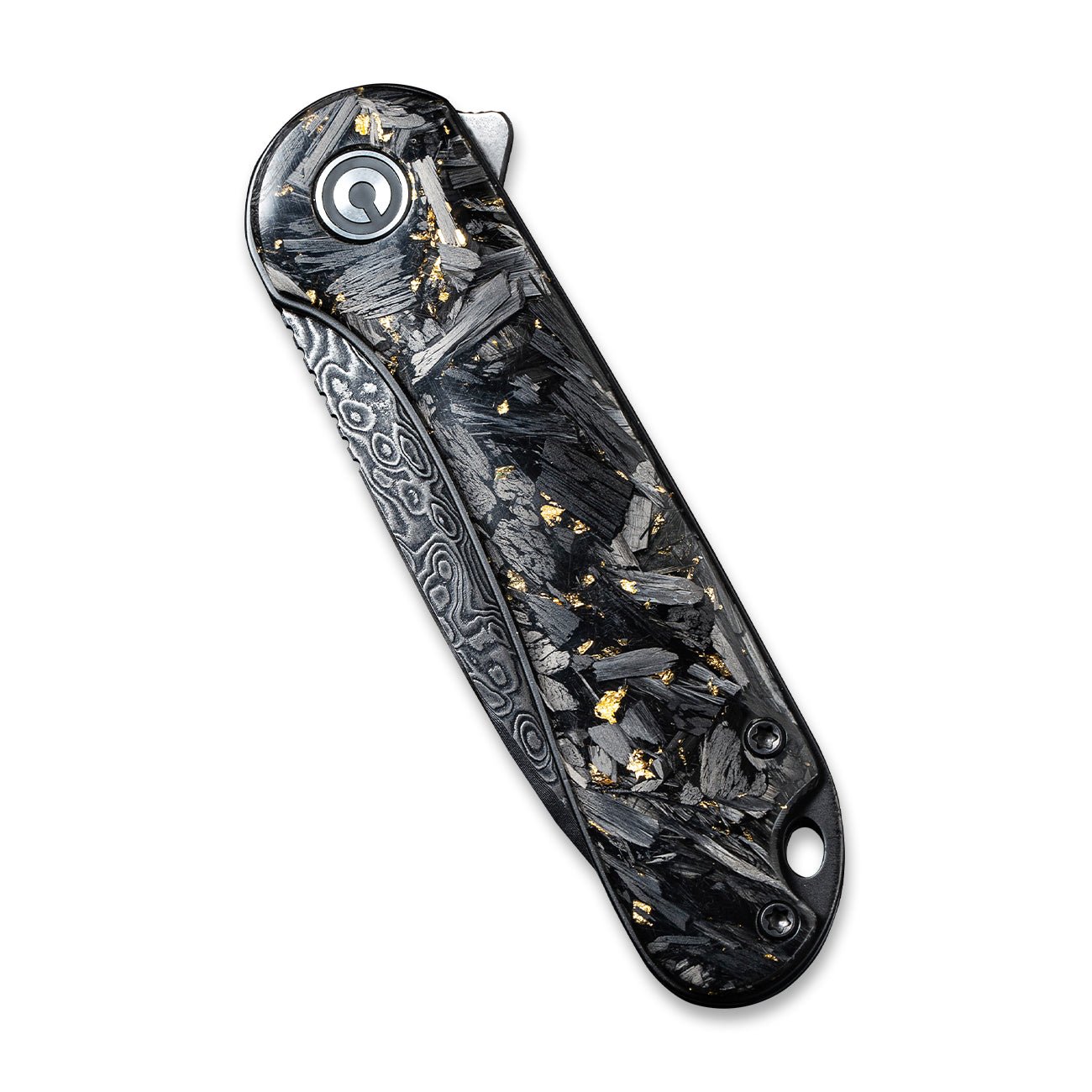 Civivi C907C-DS1 Elementum Folding Knife (Black/Golden Shredded CF Handle)