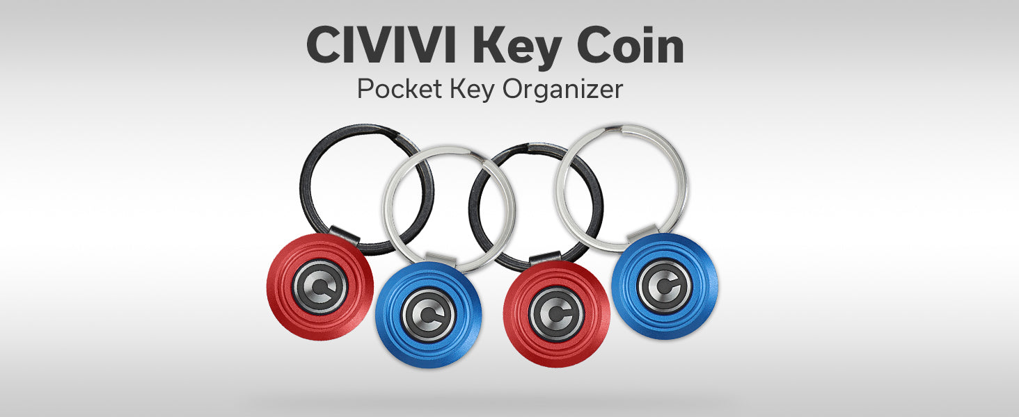 Civivi C23056-3 Key Coin Pocket Key Organizer Set (Red and Blue Aluminum)