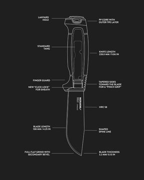 MoraKniv Amberg Full Flat Hunting Knife (S) (Burnt Orange)