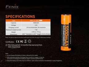 Fenix Battery 21700 5000mAh ARB-L21-5000 V2.0 Rechargeable