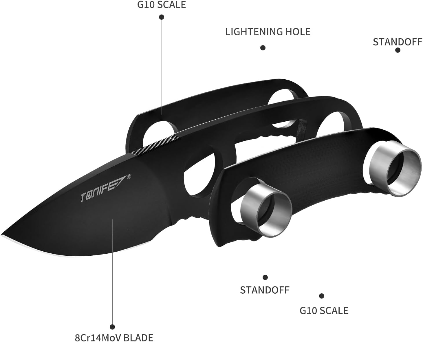 Tonife HKT2021BK-BT Runer Fixed Blade (Black G10 Handle)