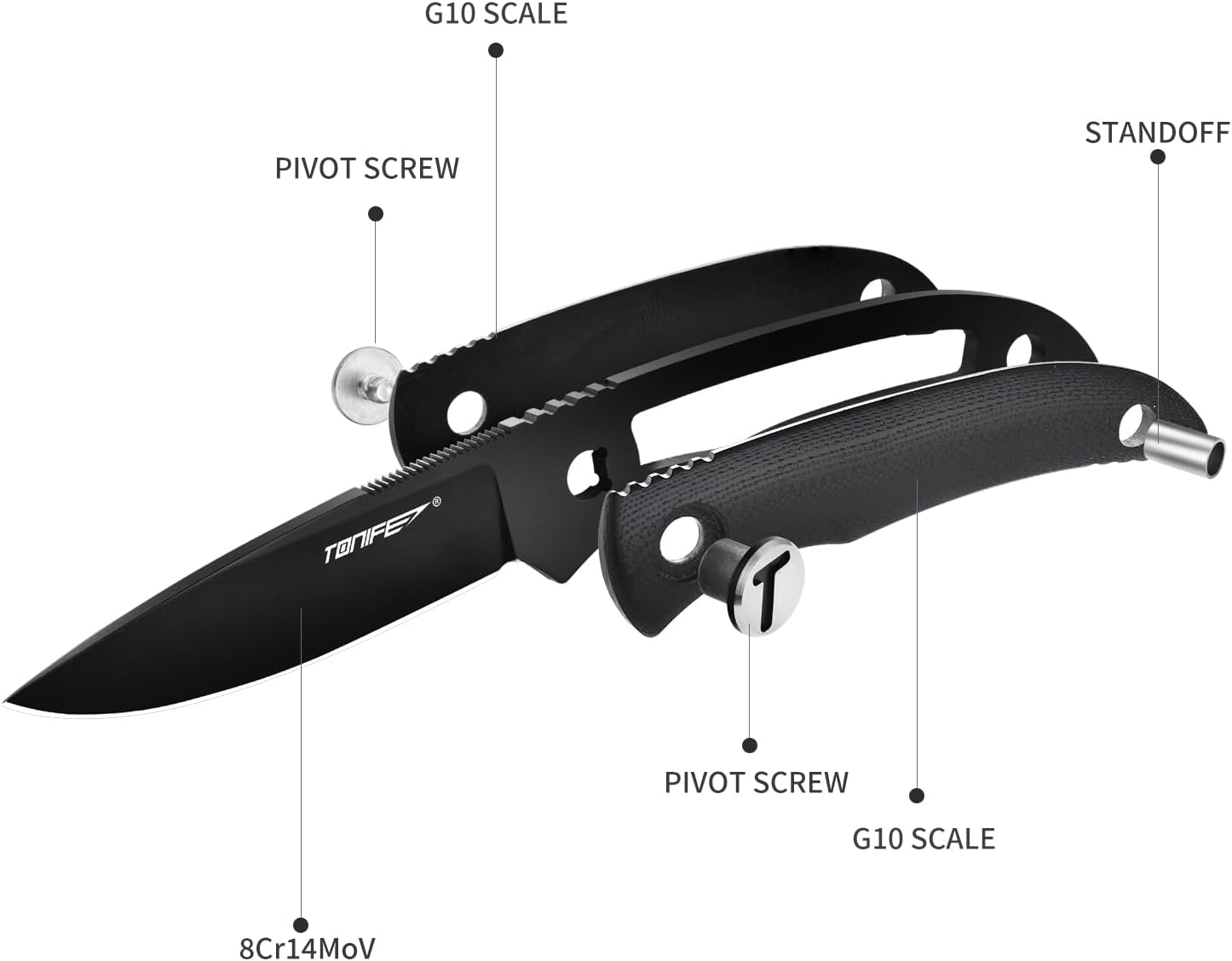 Tonife HKT2019BK-BT Nova Fixed Blade (Black G10 Handle)