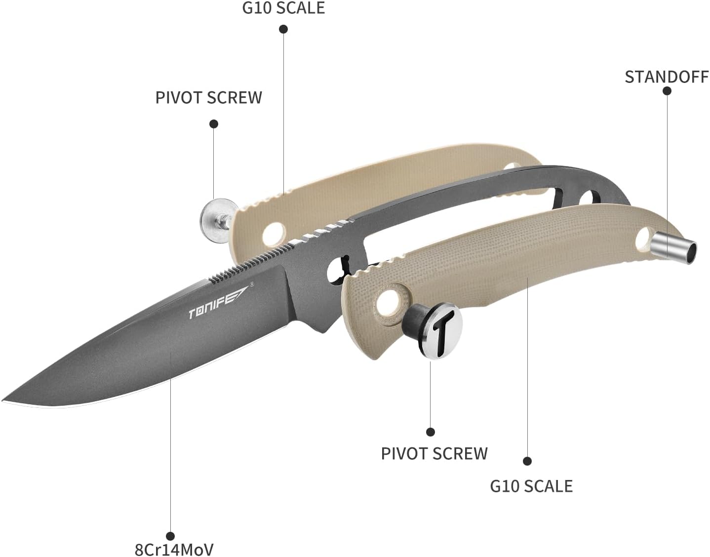 Tonife HKT2019WS-GT Nova Fixed Blade (Warm Sand G10 Handle)