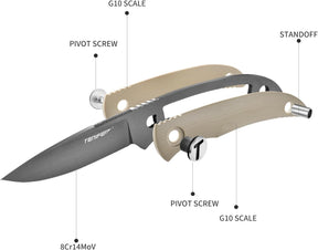 Tonife HKT2019WS-GT Nova Fixed Blade (Warm Sand G10 Handle)