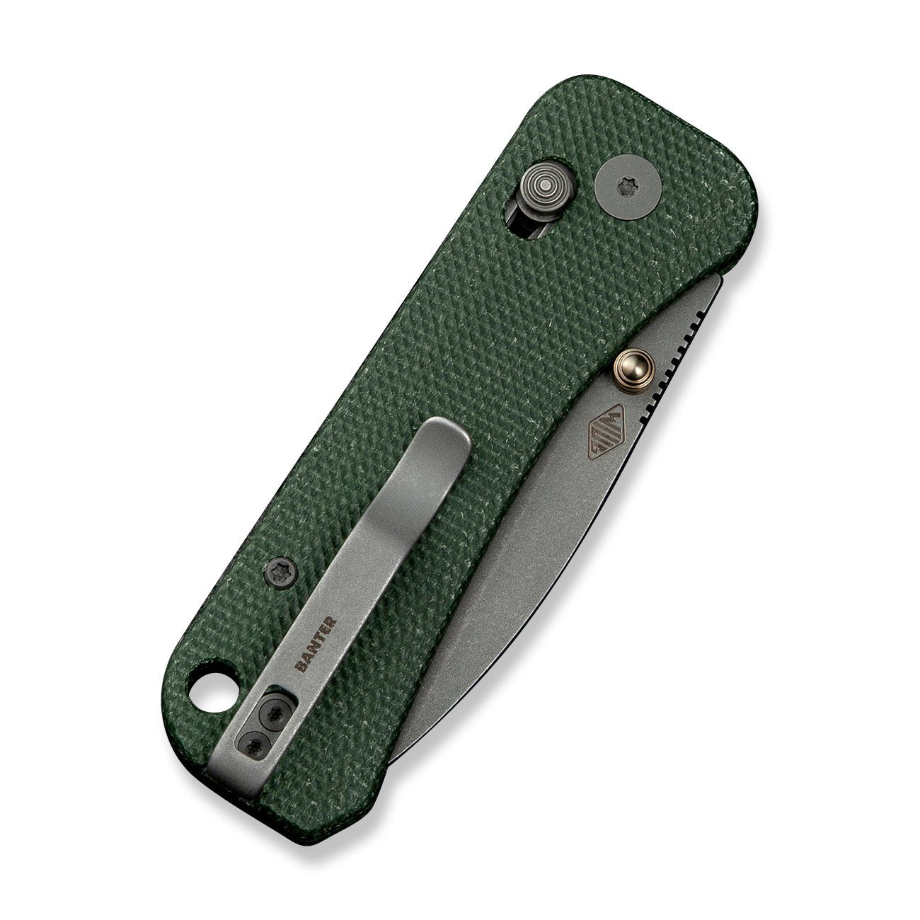 WE KNIFE WE23075-3 Banter 2 (Green Canvas Micarta Handle)