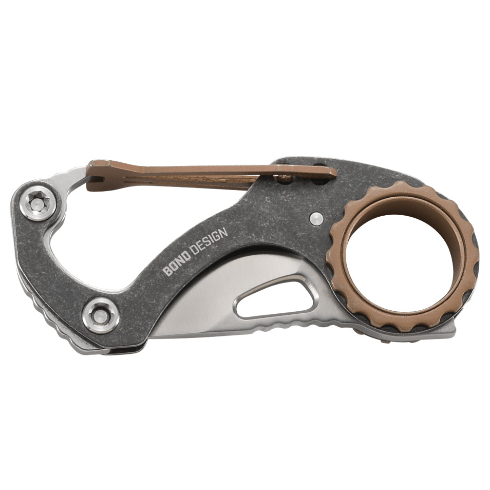 CRKT 9082 Compano Carabiner Folding Knife (Black Stonewashed Stainless Steel Handle)