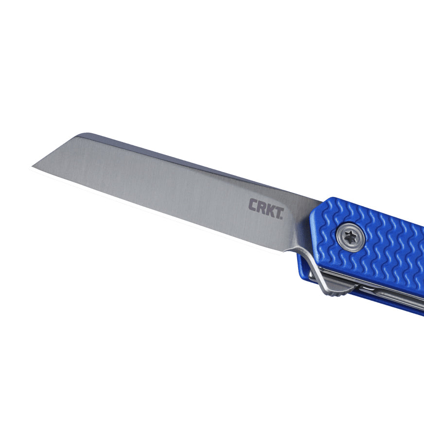 CRKT 7083 CEO Microflipper Folding Knife (Textured Blue Aluminum Handle)