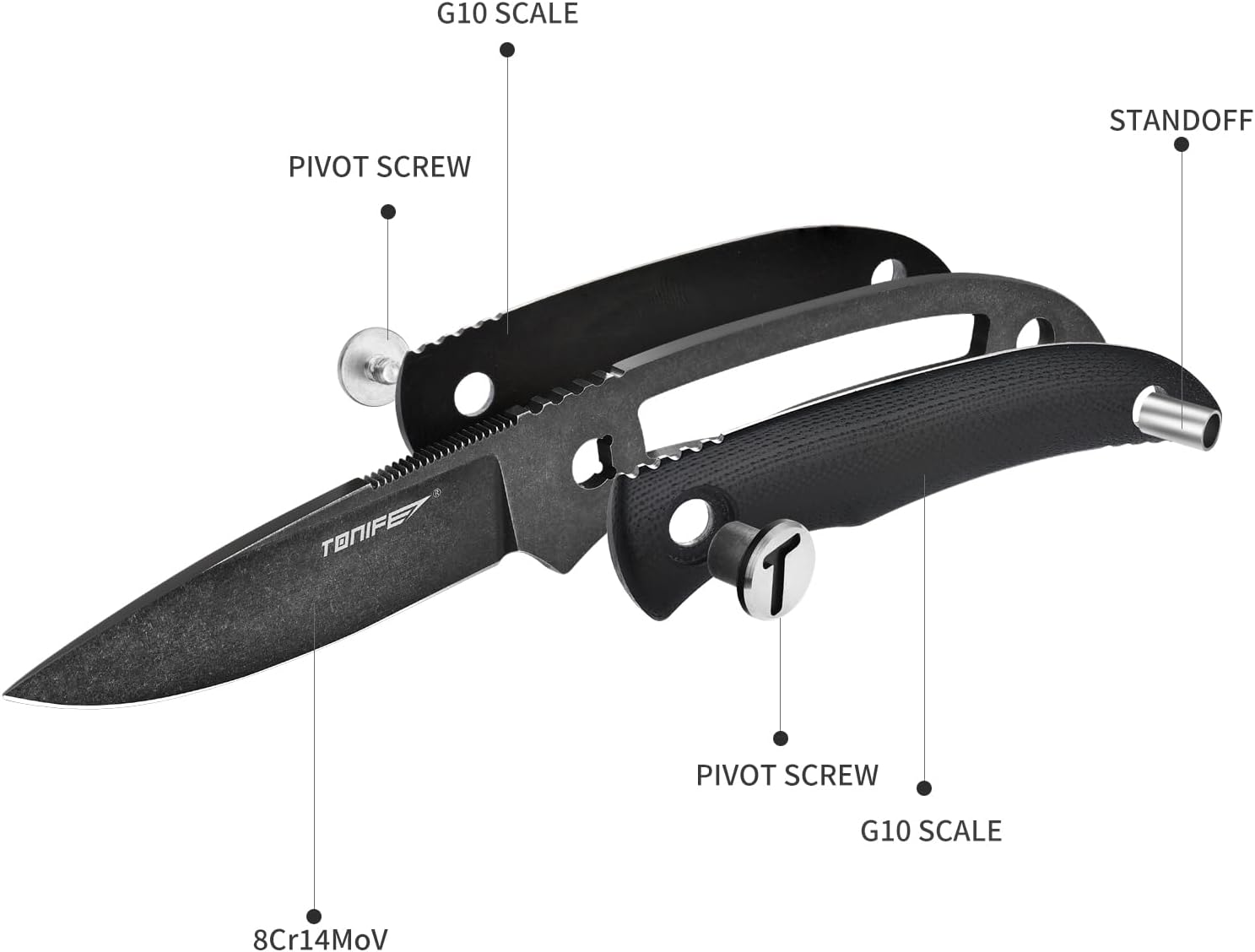 Tonife HKT2019BK-BSW Nova Fixed Blade (Black G10 Handle)