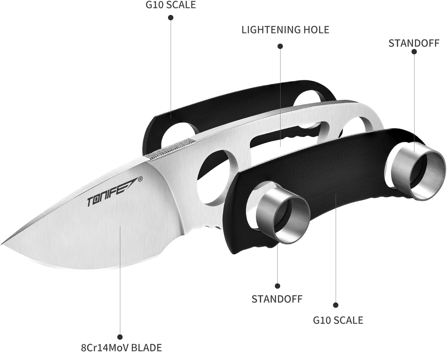 Tonife HKT2021BK-S Runer Fixed Blade (Black G10 Handle)