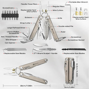 Bibury Plier Multitool Pro V2 Titanium (21-in-1)