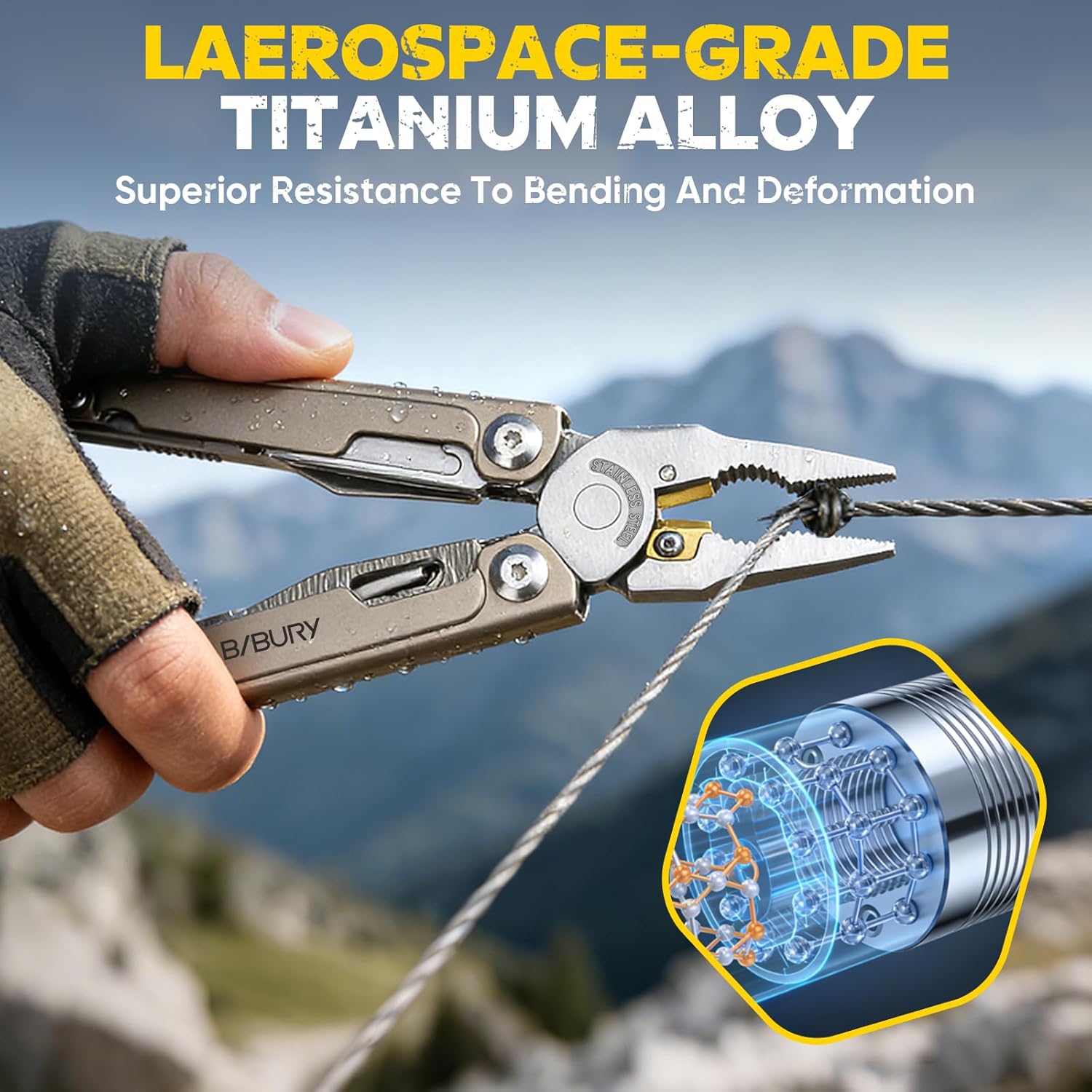 Bibury Plier Multitool Pro V2 Titanium (21-in-1)
