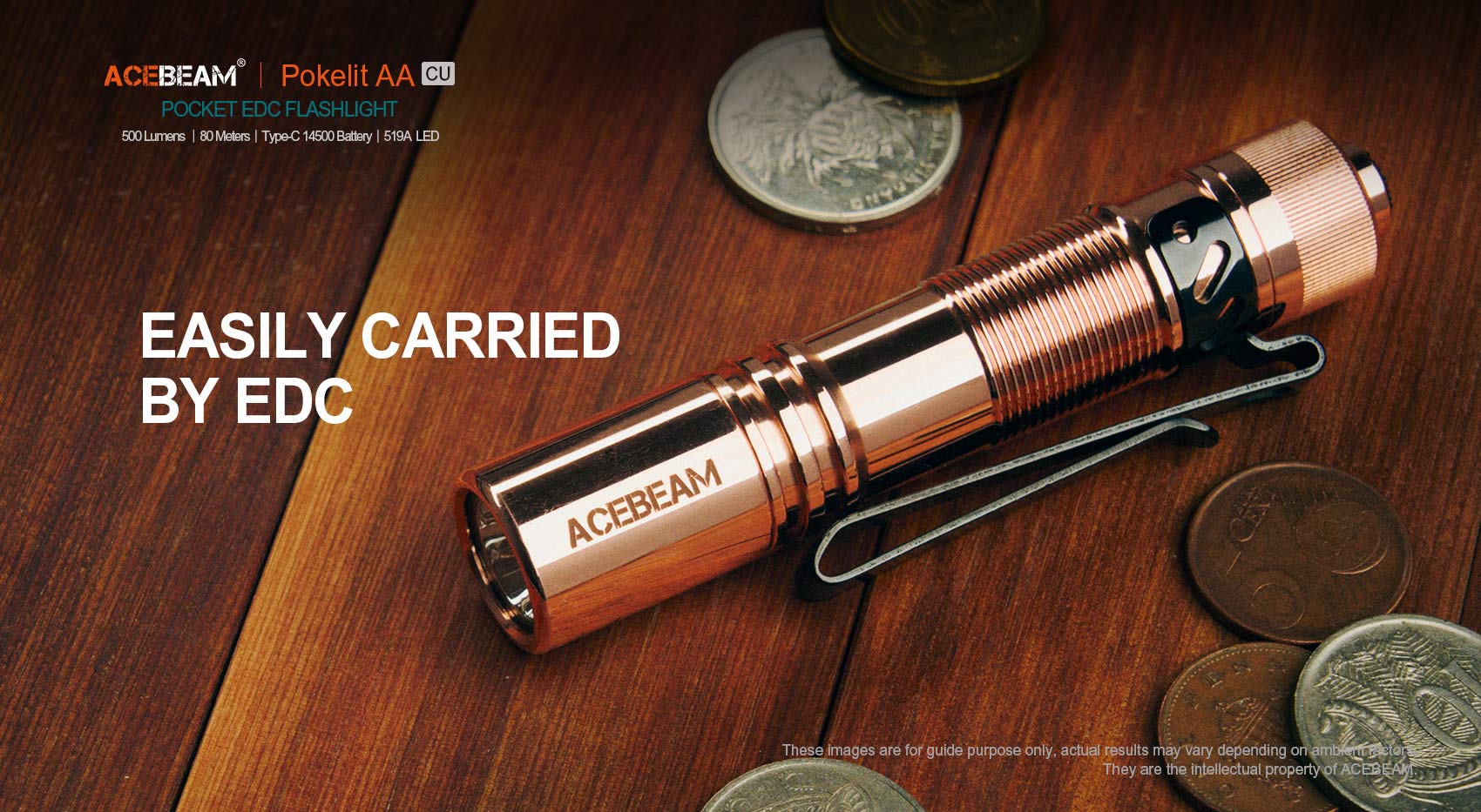 Acebeam Pokelit AA Cu Copper Flashlight (500 Lumens)