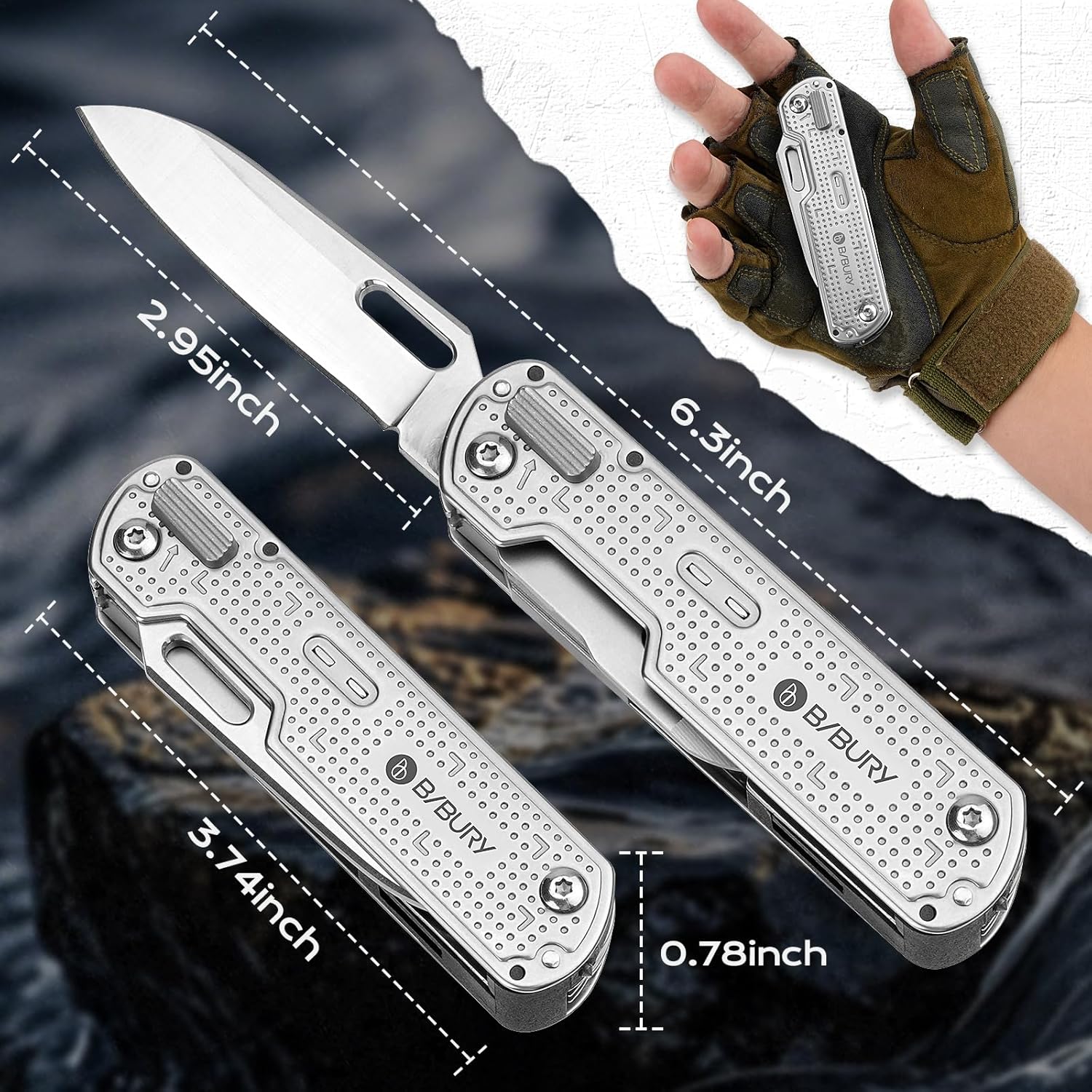 Bibury EDC Pocket Knife Tool (12-in-1)