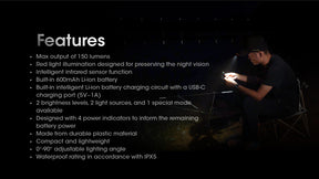 Nitecore NU11 Motion Sensor Rechargeable Clip-On Cap Light Headlamp (150 Lumens)