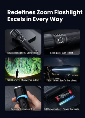 Klarus A3 V1 Rechargeable Zoomable Flashlight (2200 Lumens)