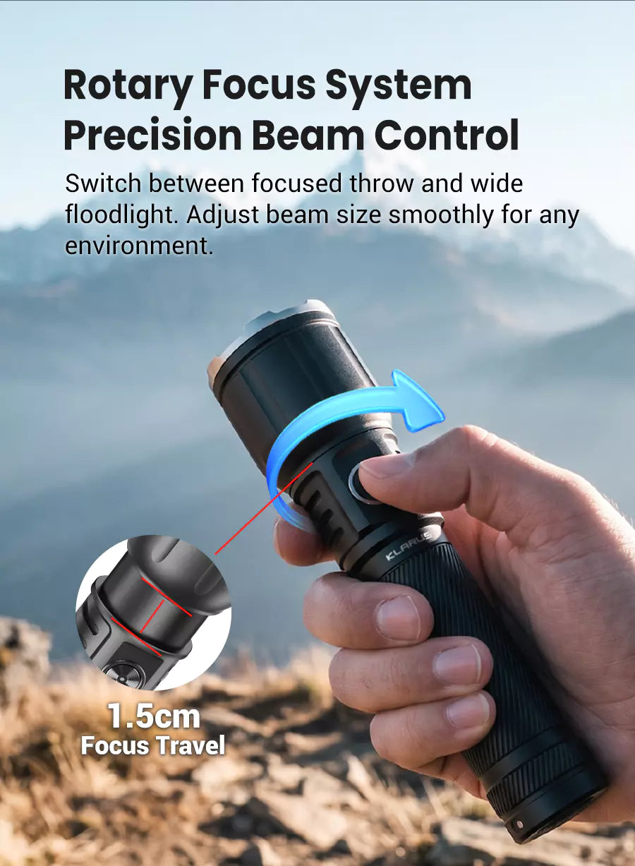 Klarus A3 V1 Rechargeable Zoomable Flashlight (2200 Lumens)
