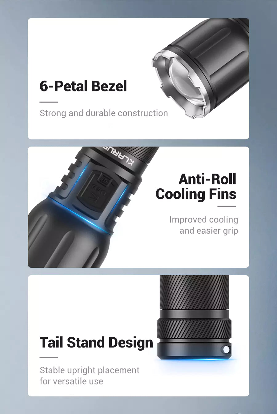 Klarus A3 V1 Rechargeable Zoomable Flashlight (2200 Lumens)