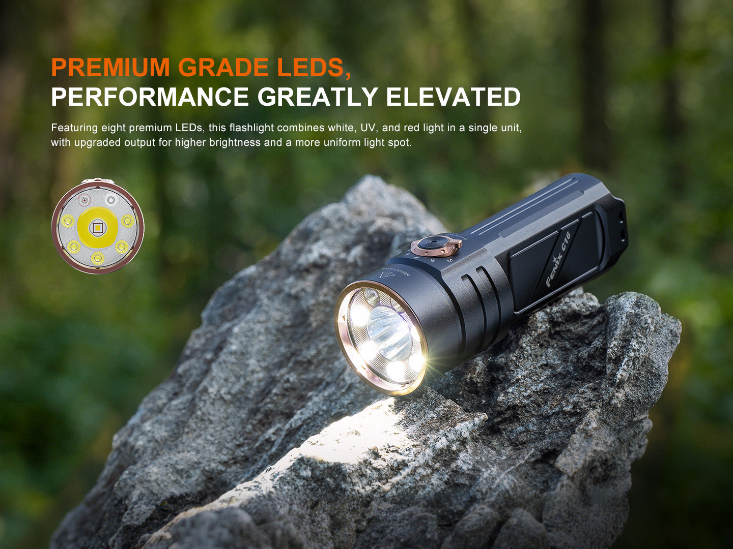 Fenix C16 flashlight in use
