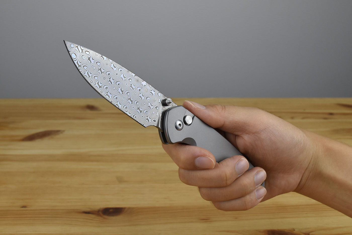 CJRB Pyrite (Titanium) Damascus Folding Knife