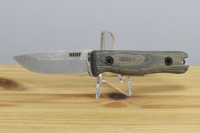 Reiff Knives F3 EDC MagnaCut Fixed Blade (Green and Black Canvas Micarta Handle)