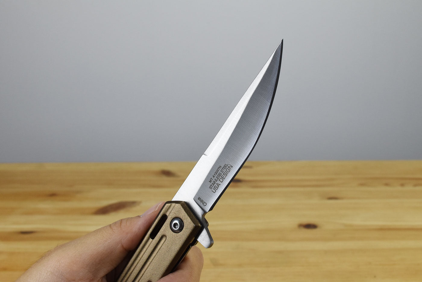 MTech MTA1200 Linerlock Assisted Folding Blade (Tan Handle)