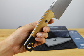 Benchmade 4010-02 Station Knife Fixed Blade (Tan Richlite Handle with Black G10 Bolster)