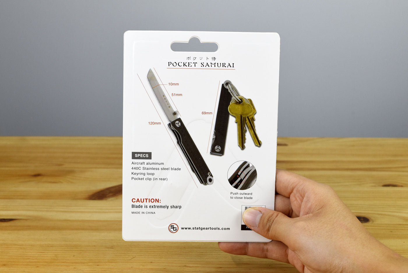 StatGear Pocket Samurai Keychain Knife (Black Aluminum)