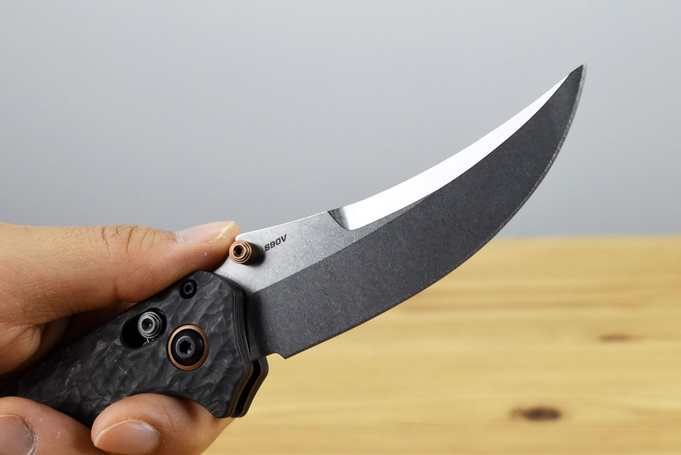 Benchmade 865-02 Mini Bedlam Folding Knife (Marbled Carbon Fiber Handle)