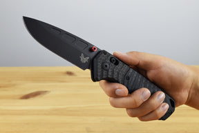 Benchmade 593BK-01 PSK Folding Knife (Milled Black G10 Handle with Carbon Fiber Bolster)