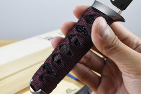 Rockstead UN-ZDP Fixed Blade (Burgundy Azuki Silk Wrapped Handle)