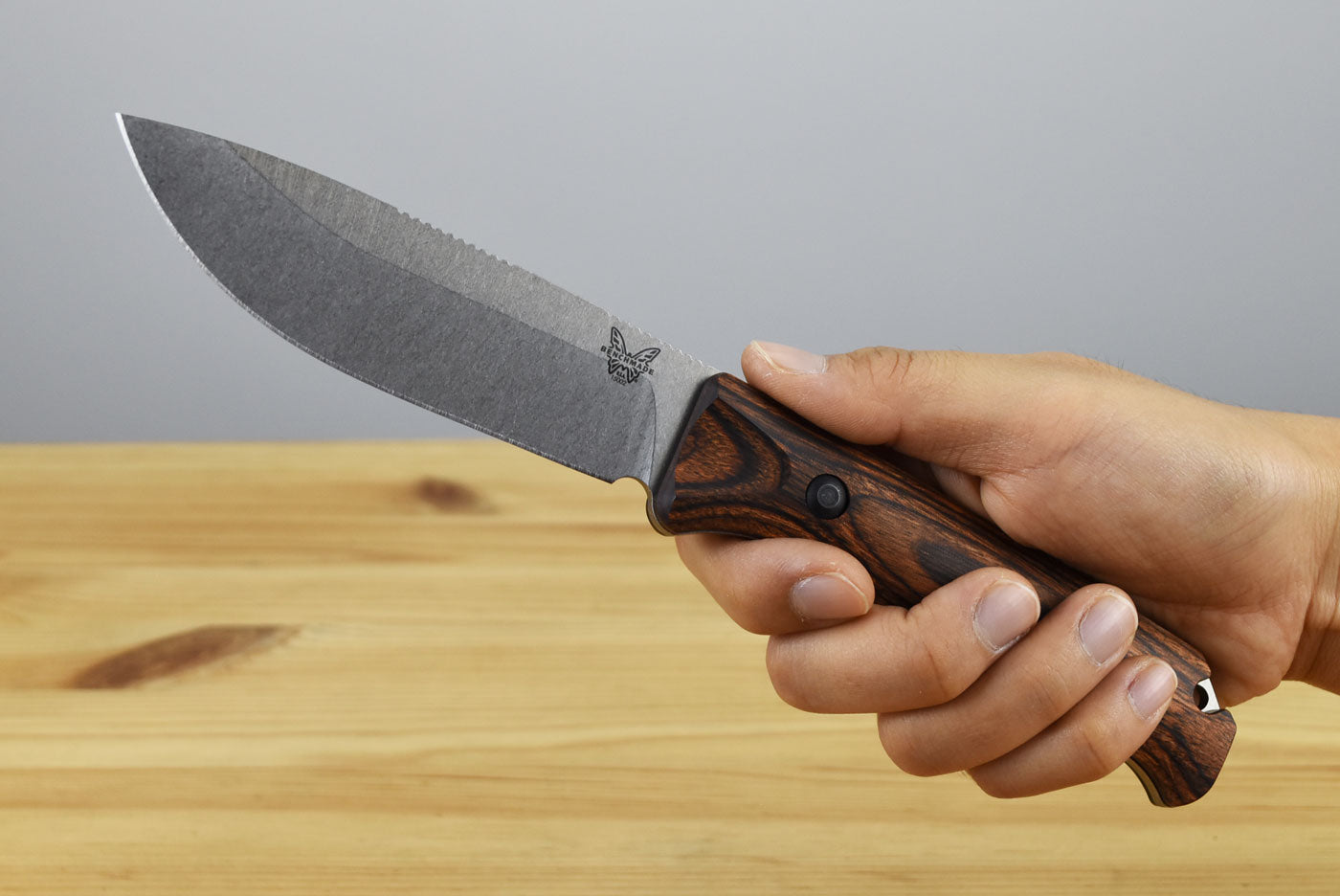 Benchmade 15002 Saddle Mountain Fixed Blade (Stabilized Wood Handle)