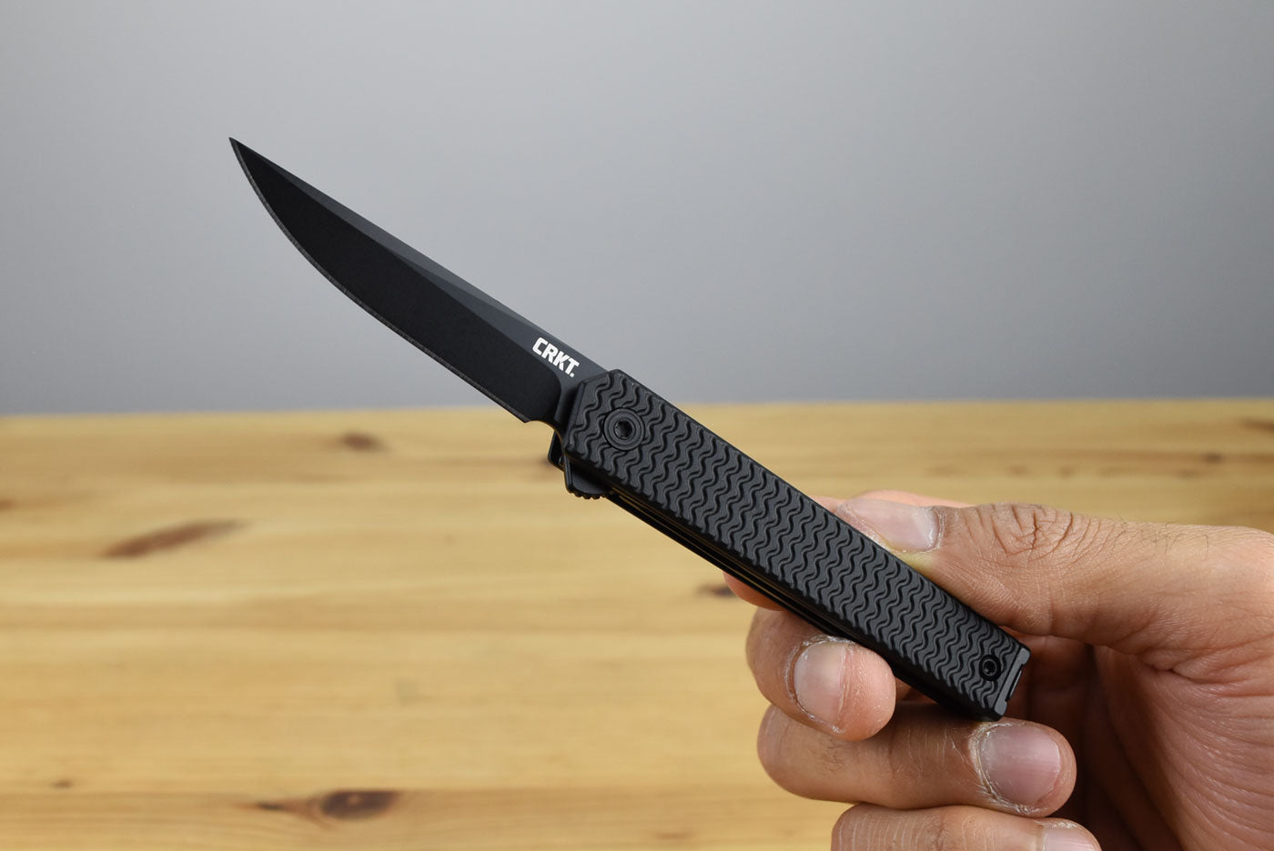 CRKT 7081D2K CEO Microflipper Folding Knife (Black Textured Aluminum Handle)