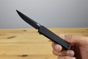 CRKT 7081D2K CEO Microflipper Folding Knife (Black Textured Aluminum Handle)