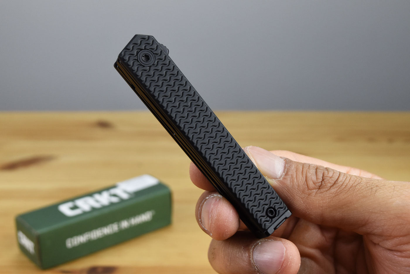 CRKT 7081D2K CEO Microflipper Folding Knife (Black Textured Aluminum Handle)